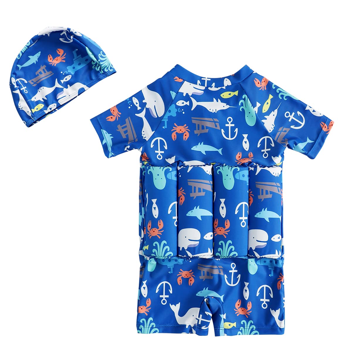 Proberos Swimming Costume Set for Kids with Swimming Cap and Detachable Life Jacket, Swim Suit for Boys Girls Height 100-110cm, Weight Below 25kg Blue Proberos Swimming Costume Set for Kids with Swimming Cap and Detachable Life Jacket, Swim Suit for Boys Girls Height 100-110cm, Weight Below 25kg Blue
